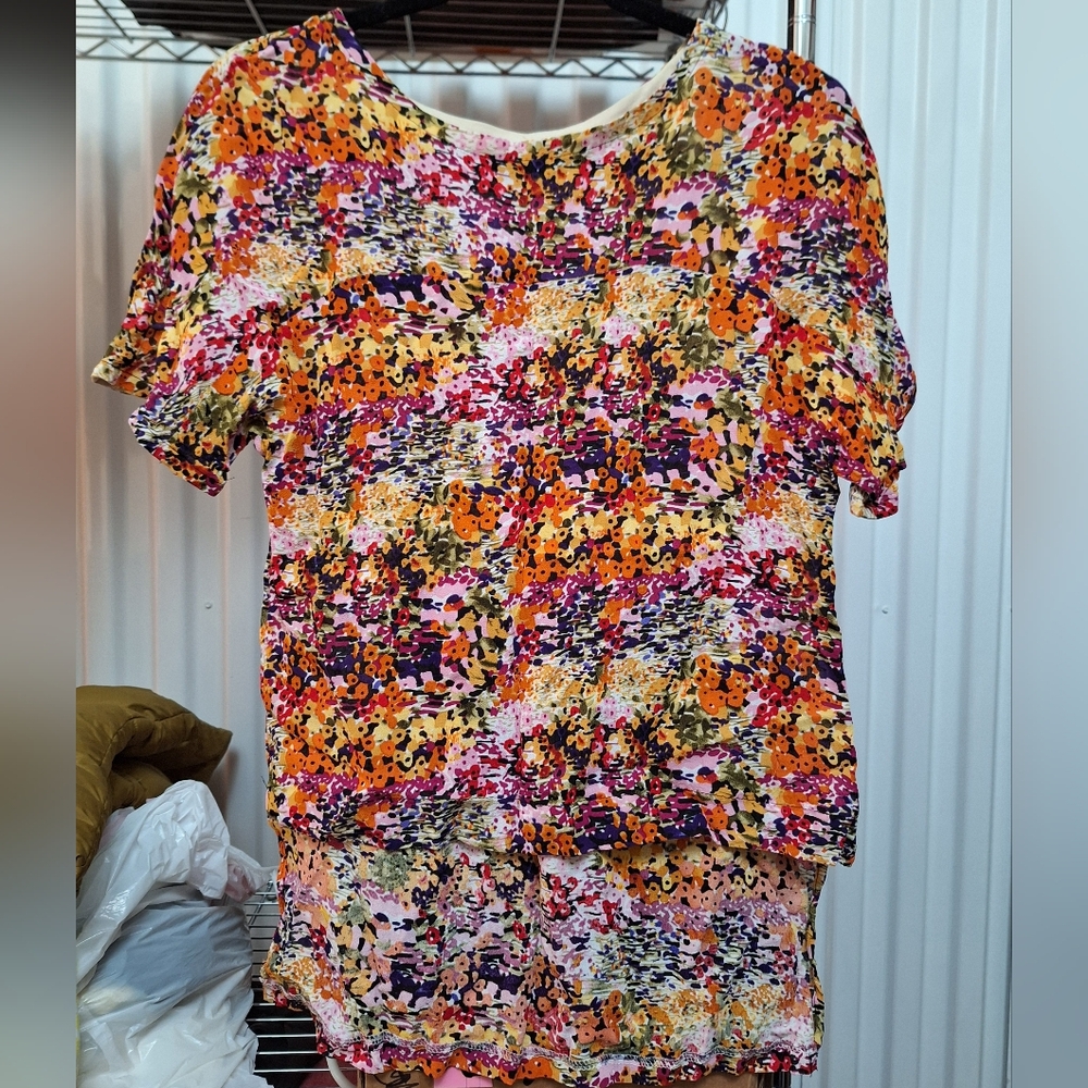☀️ HANDMADE ☀️ Bright Flower Short Sleeve Shirt